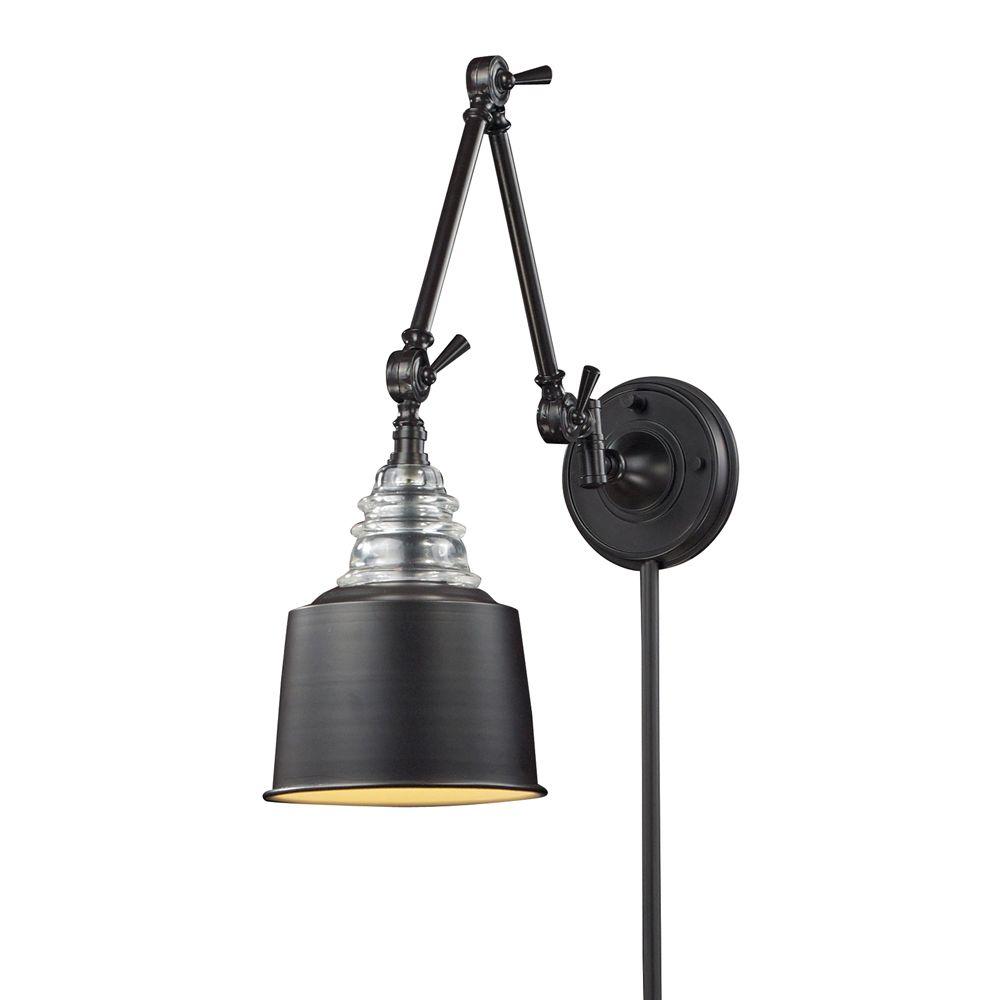 Titan Lighting Insulator Glass 1 Light Oiled Bronze Wall Mount Light Oiled Bronze Wall Mount