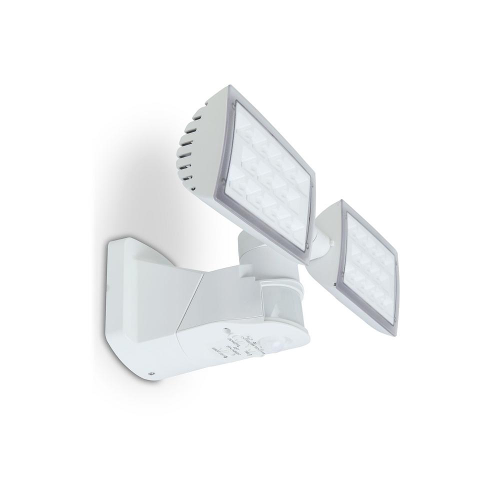 180-Degree White Motion Activated Outdoor Integrated LED Twin Head Security...