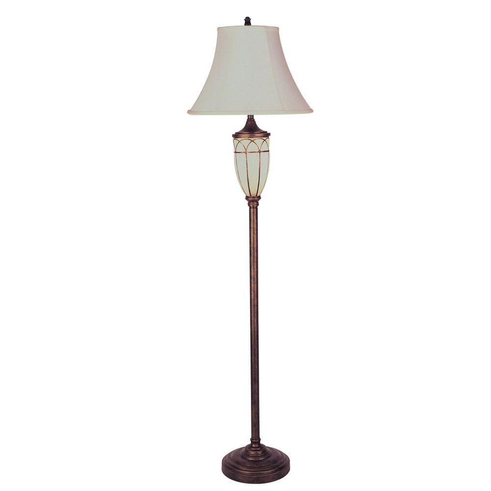 Ore International 64 In Antique Brass Floor Lamp With Night Light