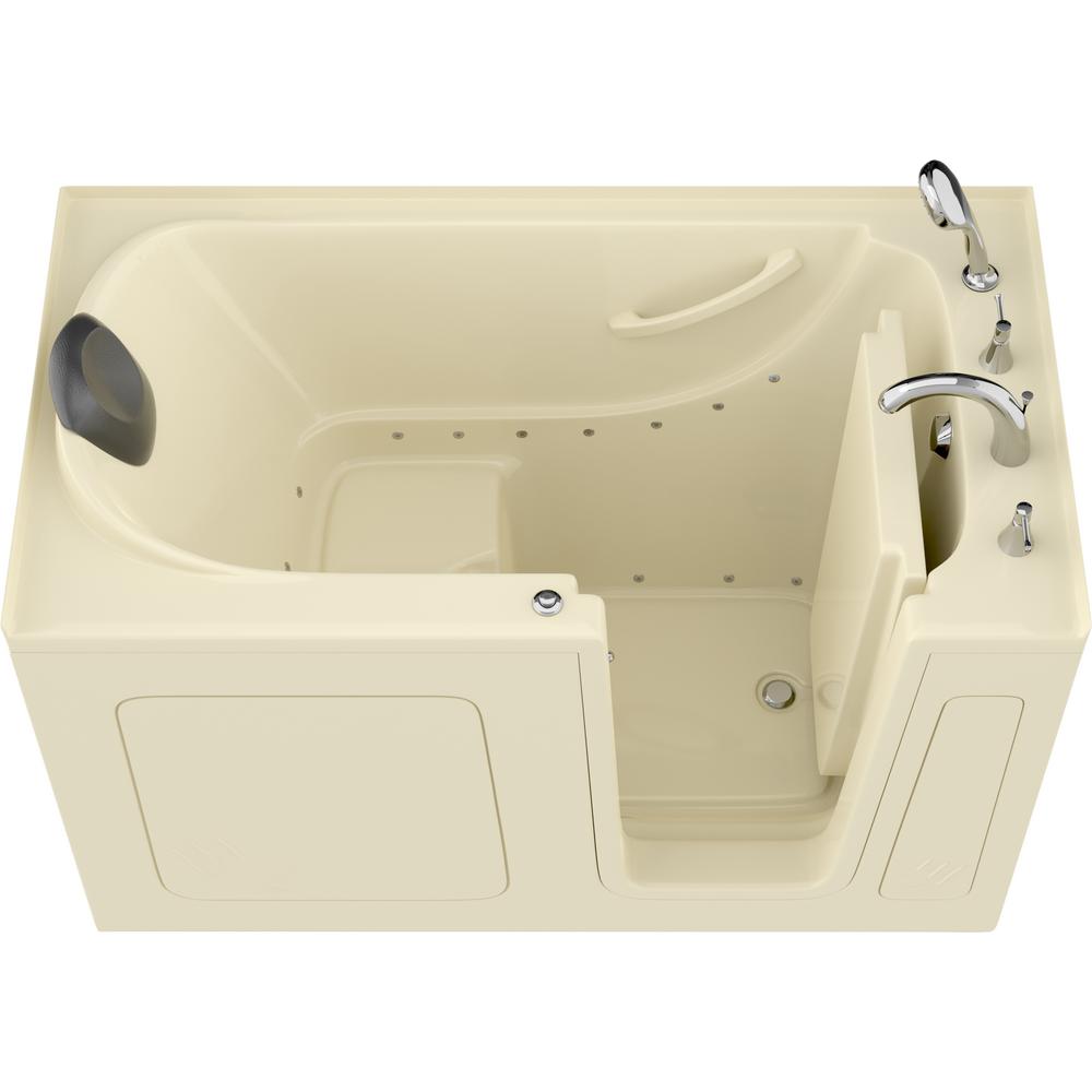 Universal Tubs Safe Premier 59.6 in. x 60 in. x 32 in. Right Drain Walk-in Air Bathtub in Biscuit For Sale