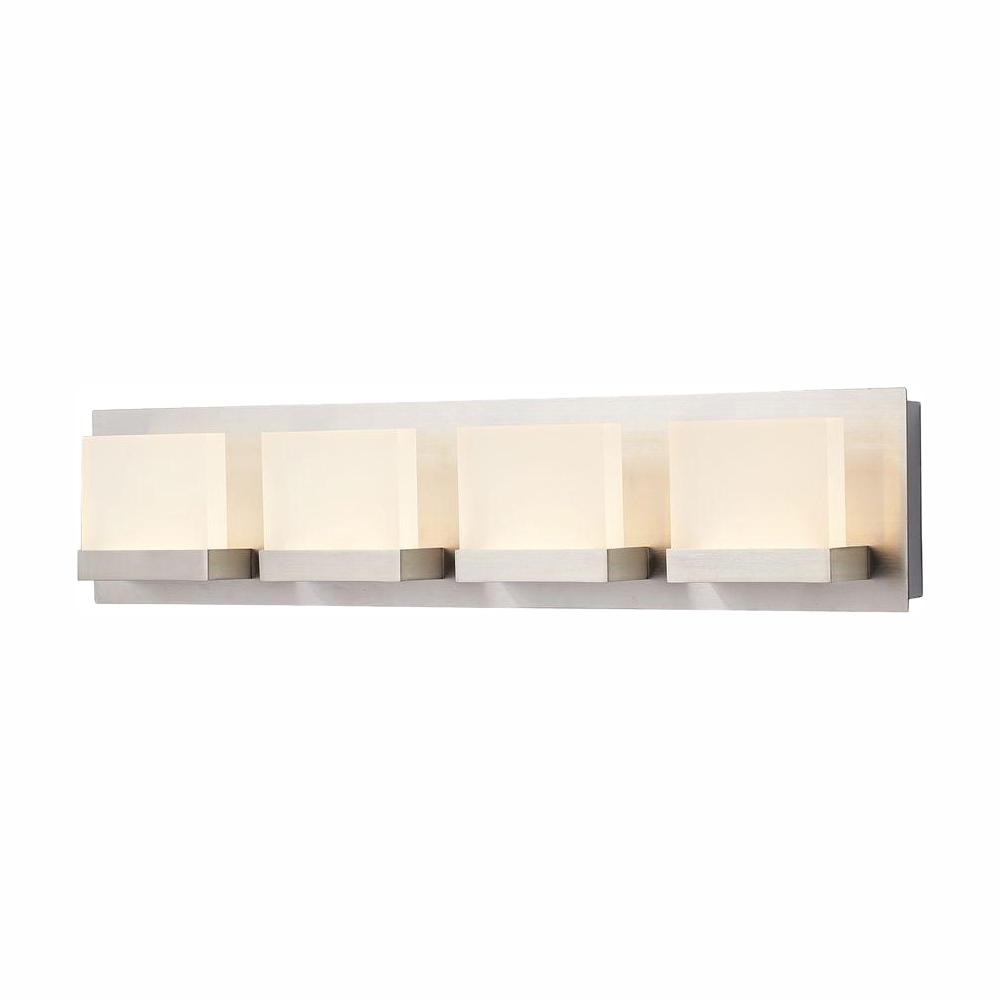Home Decorators Collection Alberson 4 Light Brushed Nickel Led Vanity With Frosted Acrylic Shade 28025 Hbu The Depot - Home Decorators Collection Vanity Light