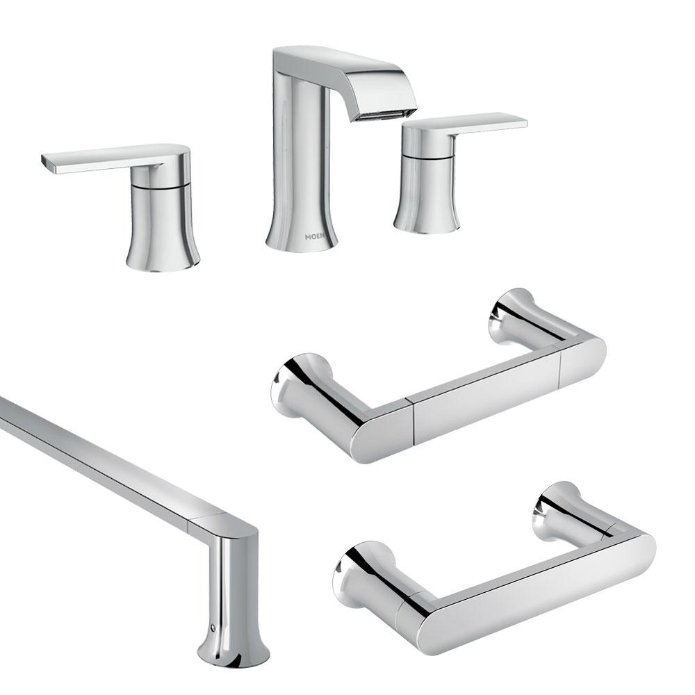 MOEN Genta 8 in. Widespread 2Handle Bathroom Faucet with 4Piece Bath