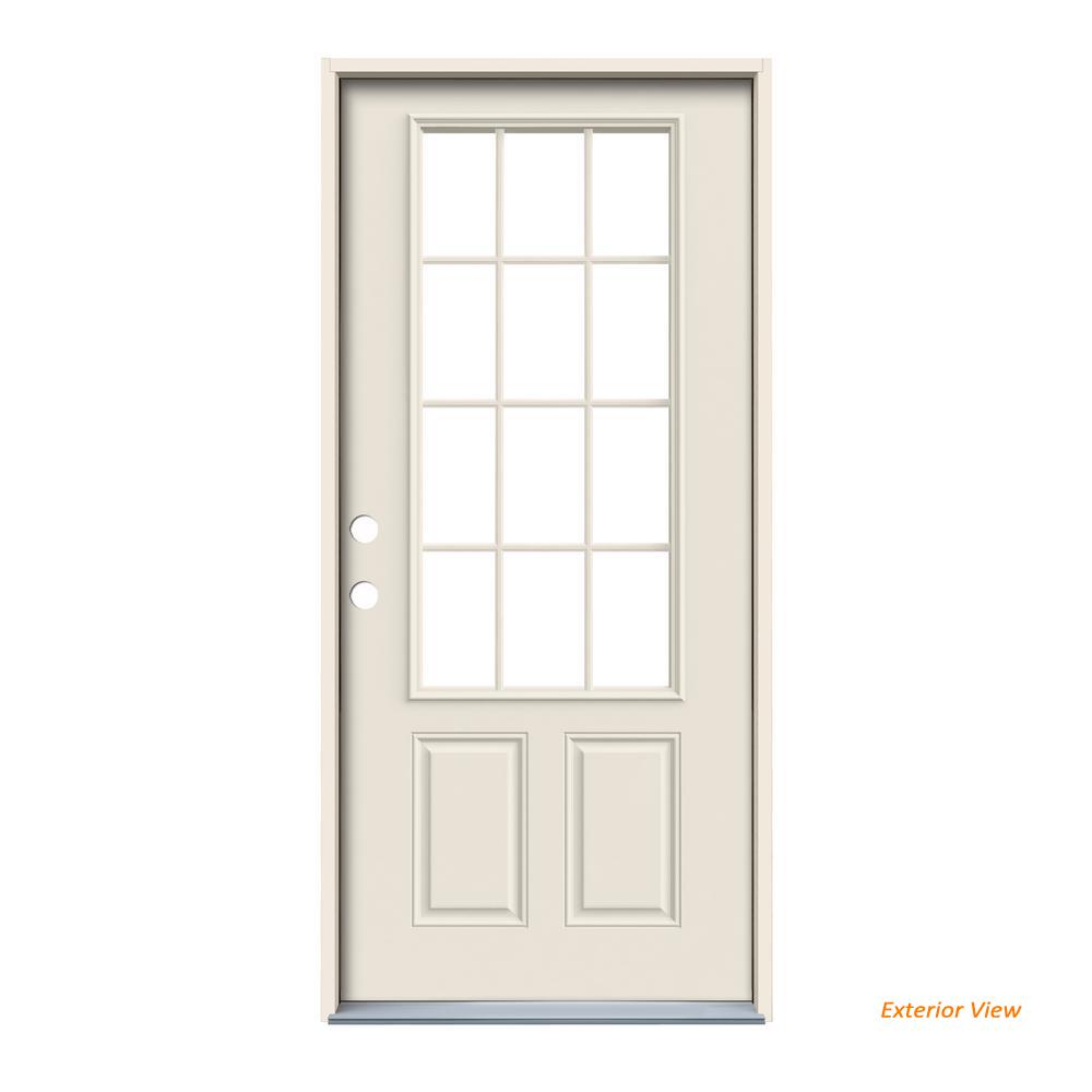 Jeld Wen 36 In X 80 12 Lite Primed Steel Prehung Right Hand 12 Lite Primed Steel Prehung Right