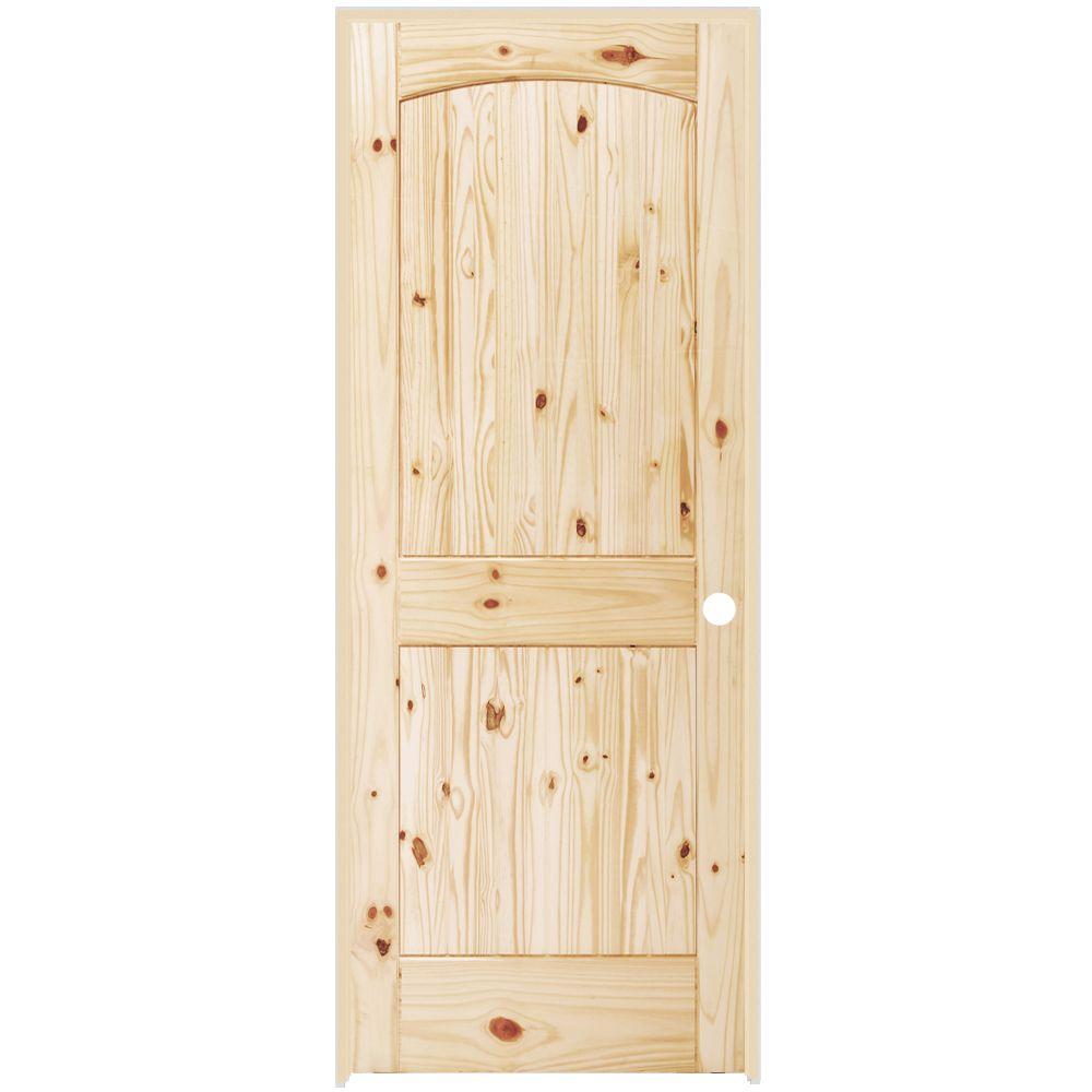 Steves Sons 24 In X 80 In 2 Panel Round Top Plank Unfinished Knotty Pine Single Prehung Interior Door