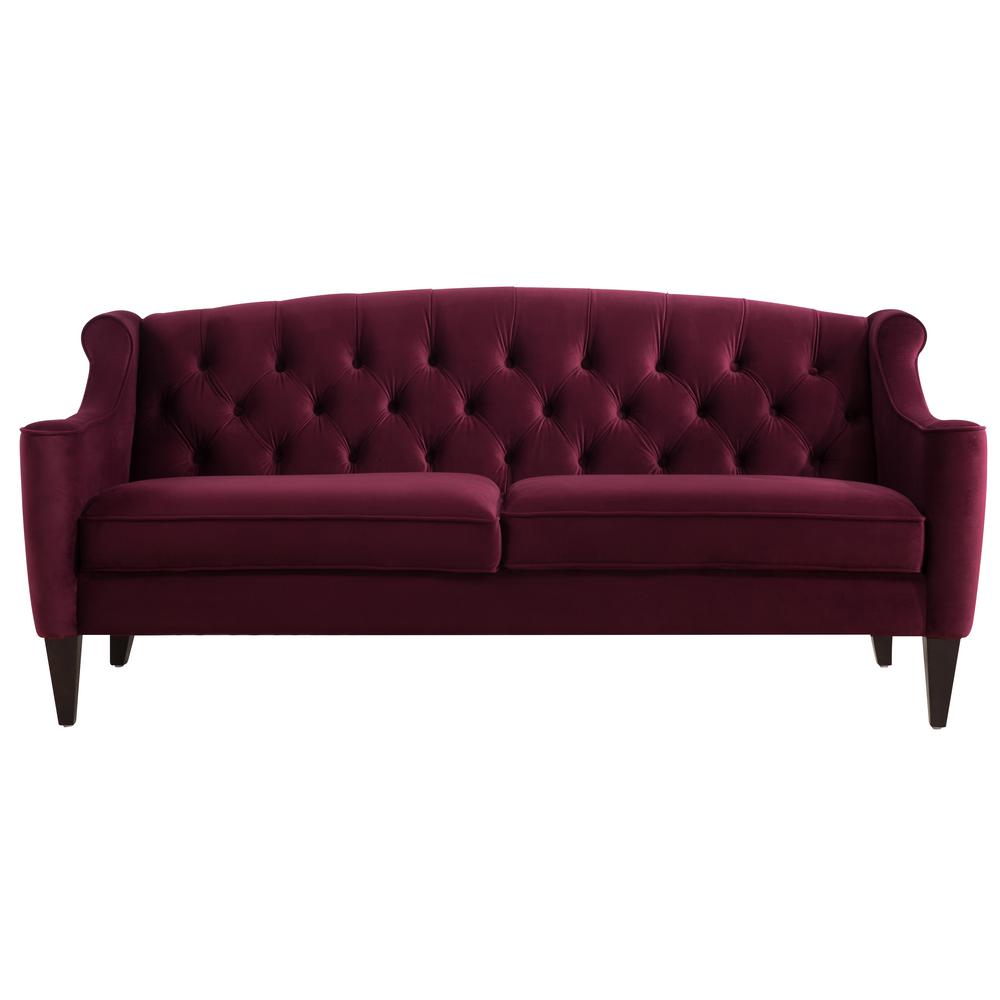 Burgundy Sofas Loveseats Living Room Furniture The Home Depot Ken Burgundy Upholstered Sofa
