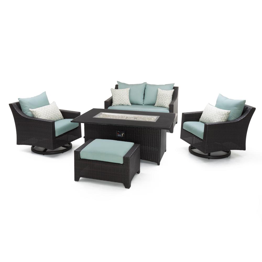 Rst Brands Deco Motion 5 Piece Wicker Patio Fire Pit Conversation