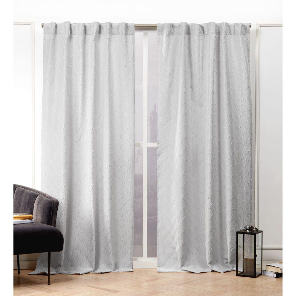 Nicole Miller Trellis Matelass Dove Grey Room Darkening Hidden Tab