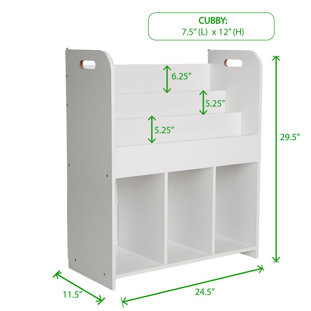 White Wood Book Shelf And Cubby Organizer With Toy Bins White Wood Book Shelf And Cubby
