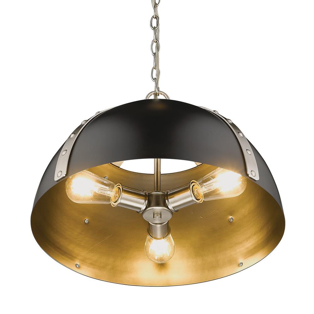 Golden Lighting Aldrich 3 Light Pendant In Pewter 6928 3p Pw Blk The Home Depot - Golden Lighting 3 Light Pendant Golden Lighting Aldrich 3 Light Pendant In Pewter 6928 3p Pw Blk The Home Depot - Golden Lighting 3 Light Pendant