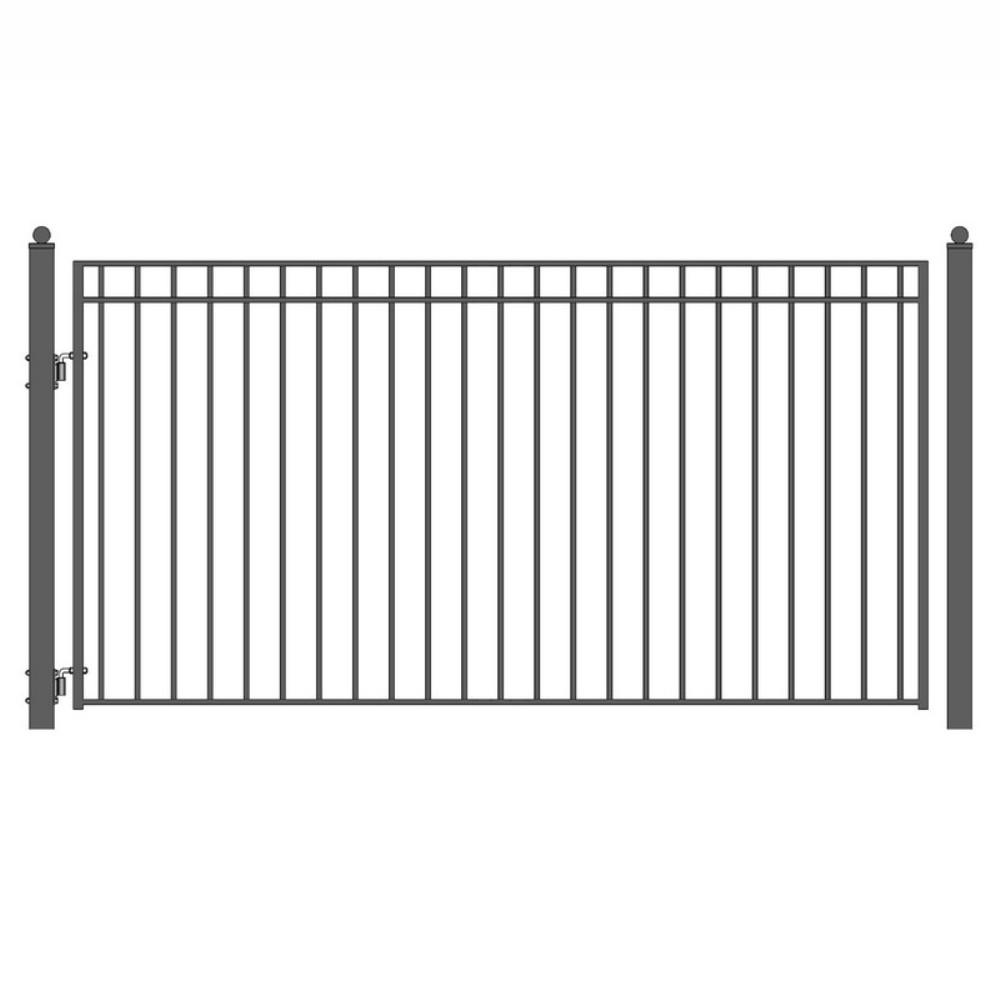 Aleko Madrid Style 12 Ft X 6 Ft Black Steel Single Swing Driveway Fence Gate