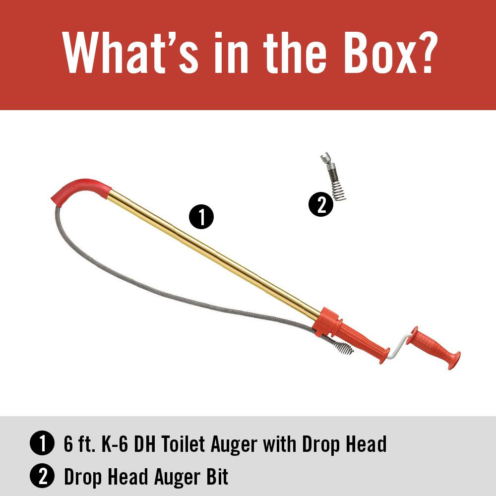Ridgid 6 Ft K 6 Dh Toilet Auger With Drop Head 59802 The Home Depot