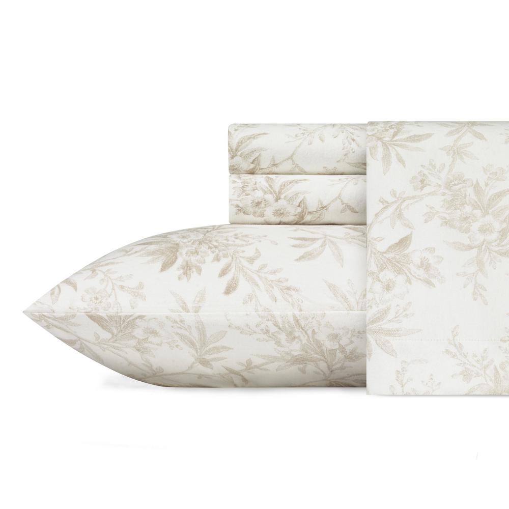 Laura Ashley 4Piece Faye Toile Cotton Flannel Full Sheet Set