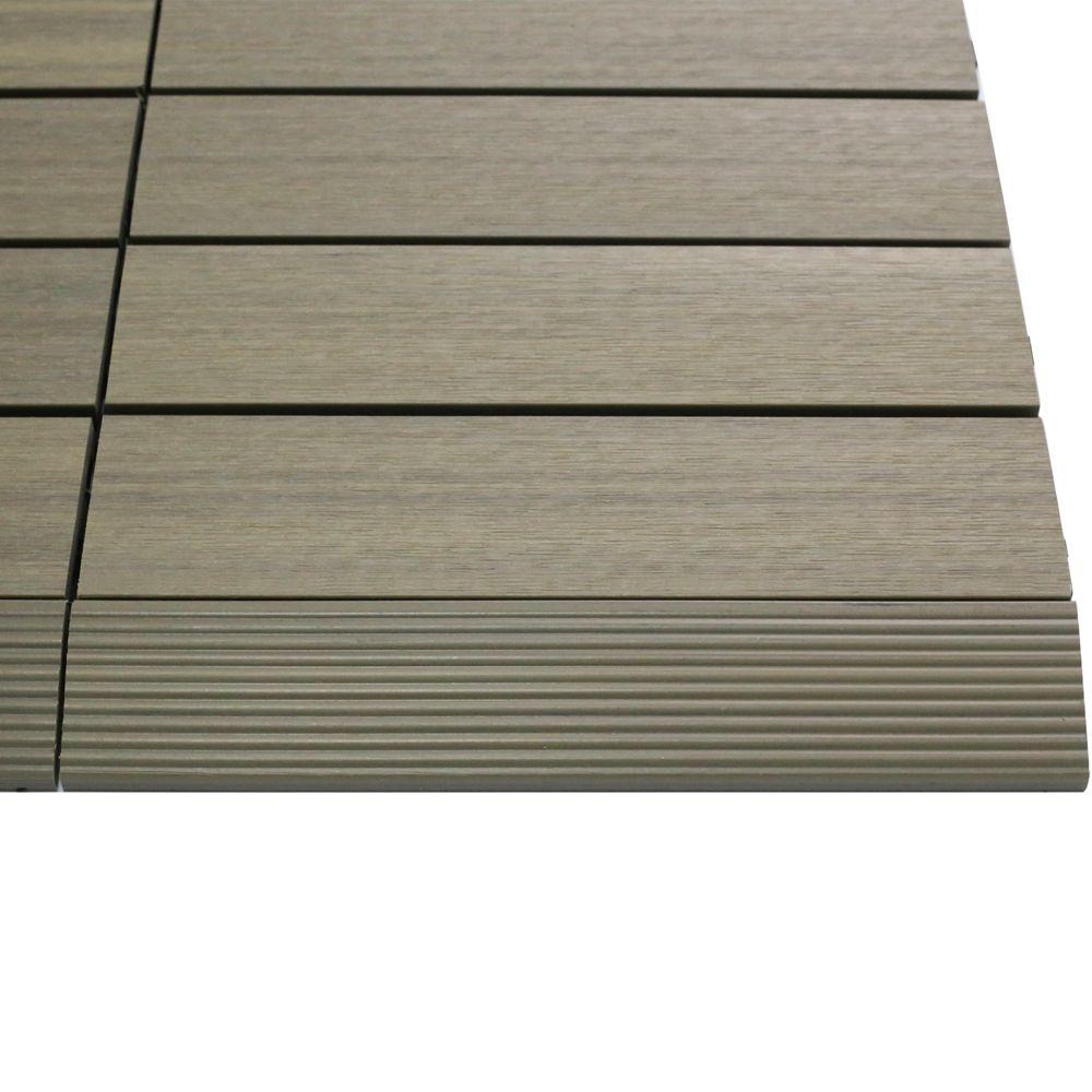 NewTechWood 1/6 ft. x 1 ft. Quick Deck Composite Deck Tile Straight Trim in Roman Antique (4