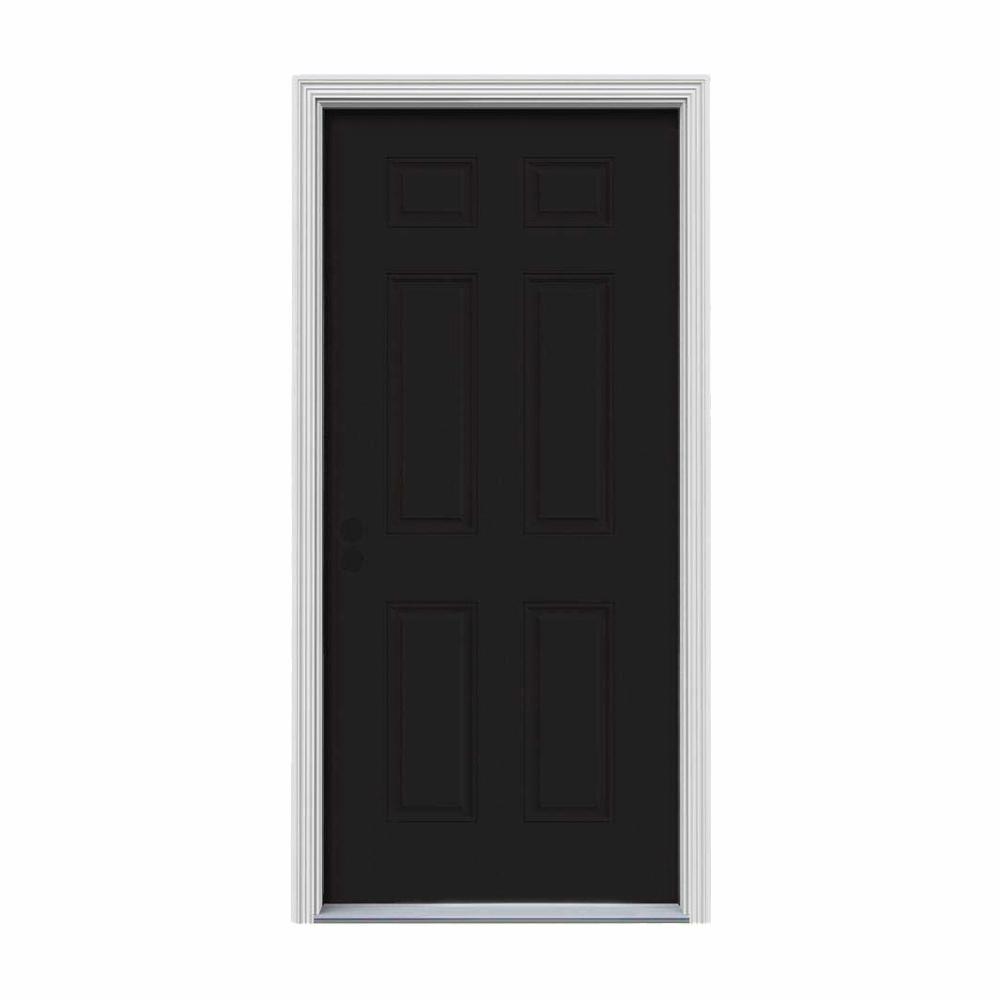 Jeld Wen 32 In X 80 In 6 Panel Black Painted W White Interior