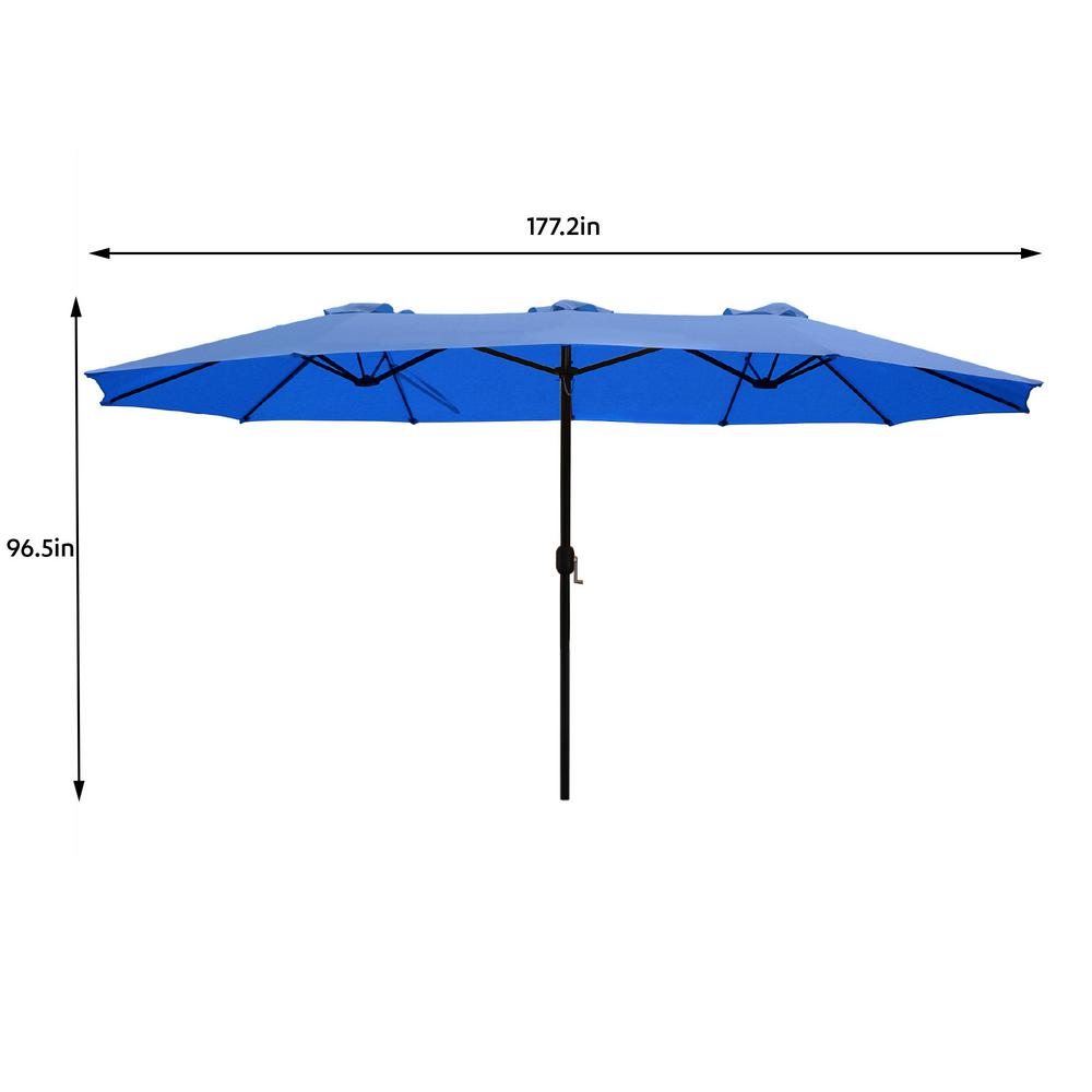 Maypex 15 Ft X 9 Ft Market Rectangular Outdoor Patio Umbrella In Navy 300321 N The Home Depot