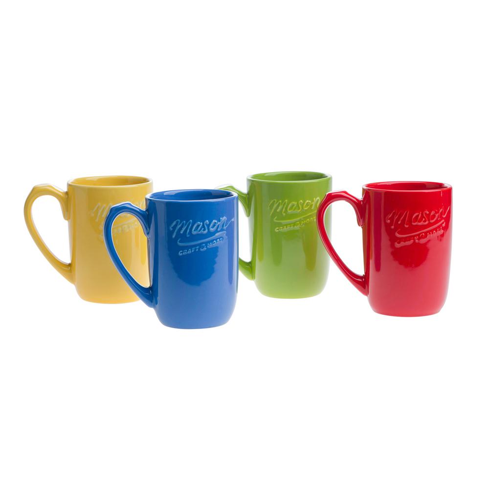 Mason Craft and More Drinkware 18 oz. Assorted Ceramic Mugs (Set of 4 ...