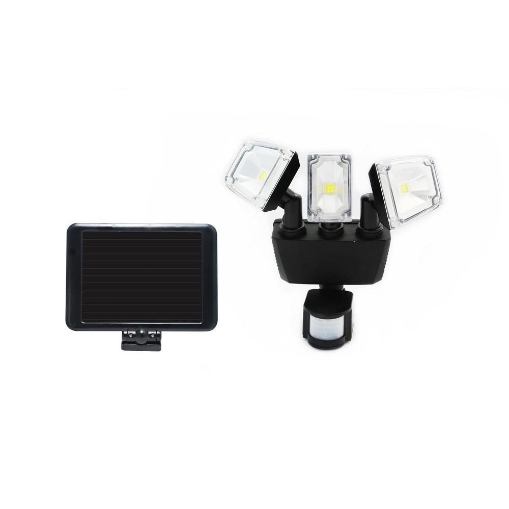 Nature Power 180 Degree Black Solar Motion Sensing Triple Lamp Security Light with Advance LED Technology