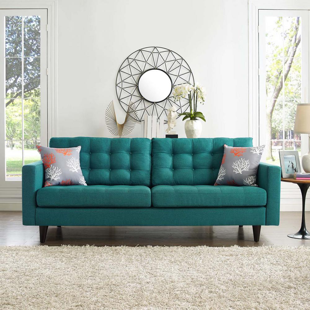 Modway Empress Teal Upholstered Fabric Sofa Eei 1011 Tea The Home Modway Empress Teal Upholstered Fabric Sofa