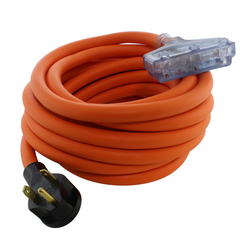 AC WORKS 25 ft. 10/3 TT30P RV/Generator 30 Amp Plug to Lighted 3