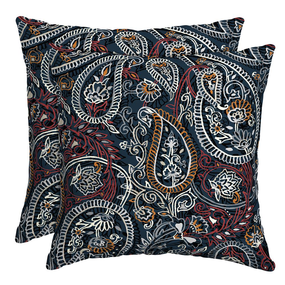 Arden Selections 16 in. x 16 in. Palmira Paisley Outdoor Throw Pillow