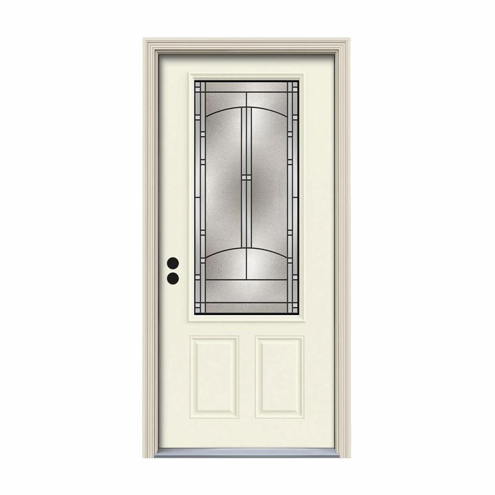 JELDWEN 32 in. x 80 in. 3/4 Lite Idlewild Vanilla Painted