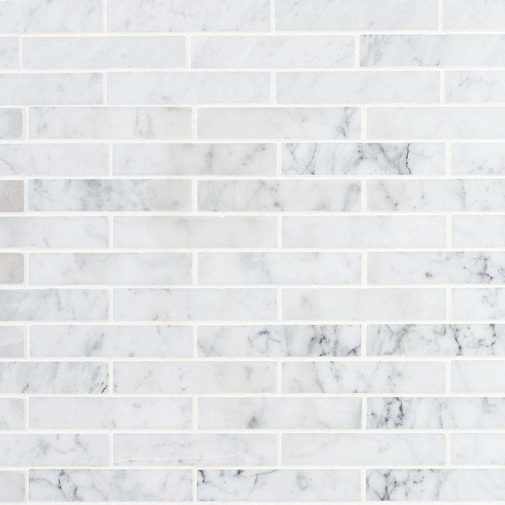Ivy Hill Tile Brick White Carrera 12 In X 8 Mm Mosaic Marble Floor And Wall Ext3rd104825 The Home Depot Ivy Hill Tile Brick White Carrera