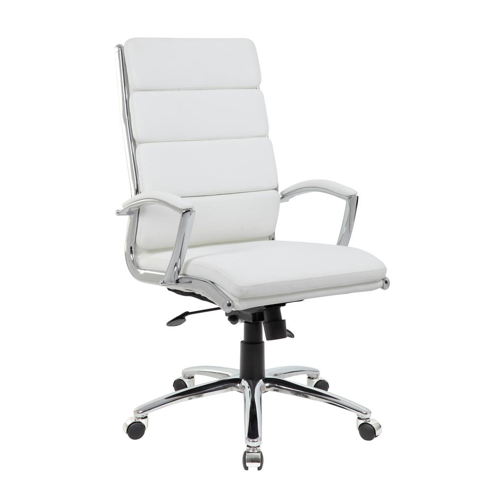 Boss White High Back Executive Office Chair B9471 Wt The Home Depot Executive Office Chair B9471 Wt