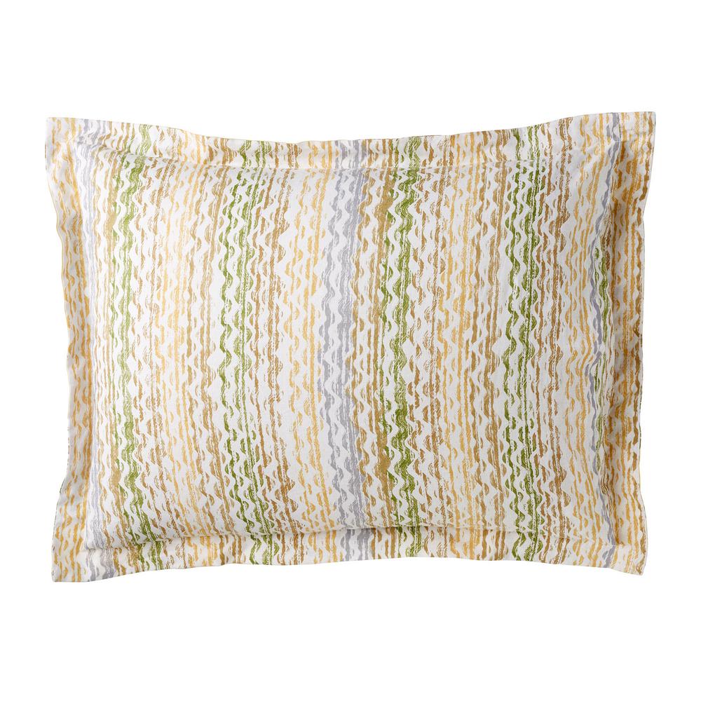 The Company Store Ashby Yellow Floral Yellow Stripe Linen Standard