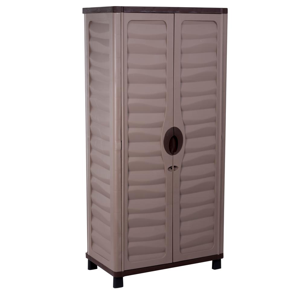 Starplast 2 Ft 5 In X 1 Plastic Mocha Brown Storage Cabinet With Shelves