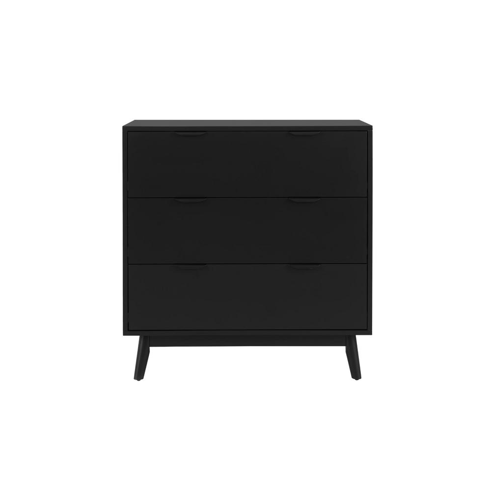 Stylewell Amerlin Black Wood 3 Drawer Chest Of Drawers 31 5 In W