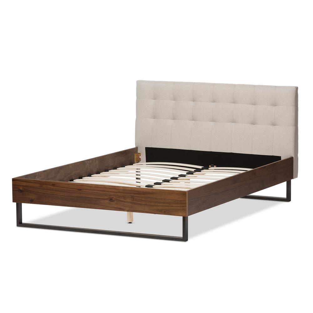 Baxton Studio Mitc Beige Fabric Upholstered King Platform Bed Mitc Beige Fabric Upholstered King Platform Bed