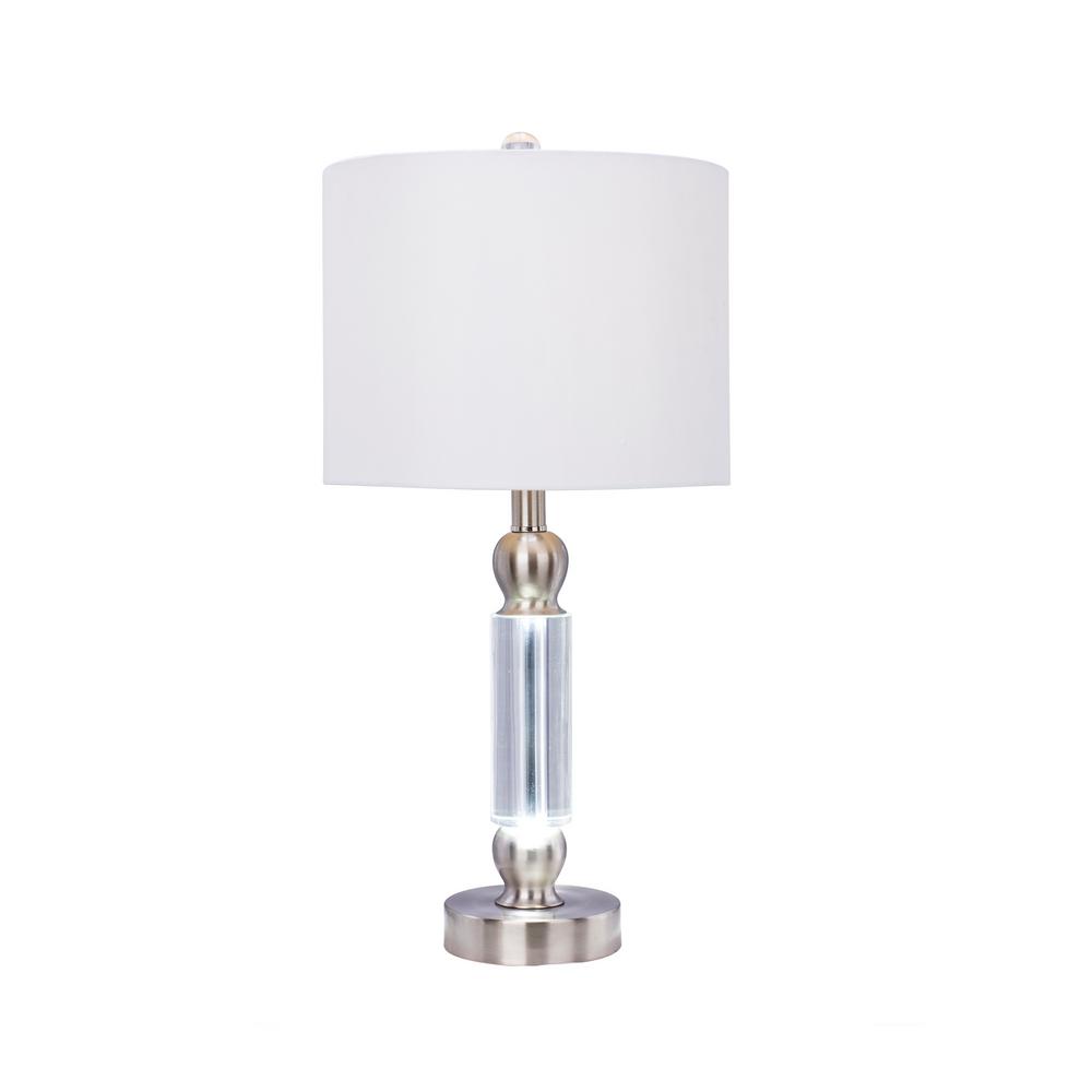 Fangio Lighting 23 75 In Clear Crystal And Brushed Steel Metal Table Lamp With Led Nightlight