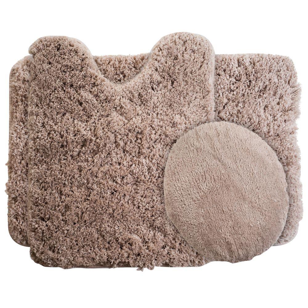 Lavish Home Taupe 19.5 in. x 24 in. Super Plush Non-Slip 3-Piece Bath