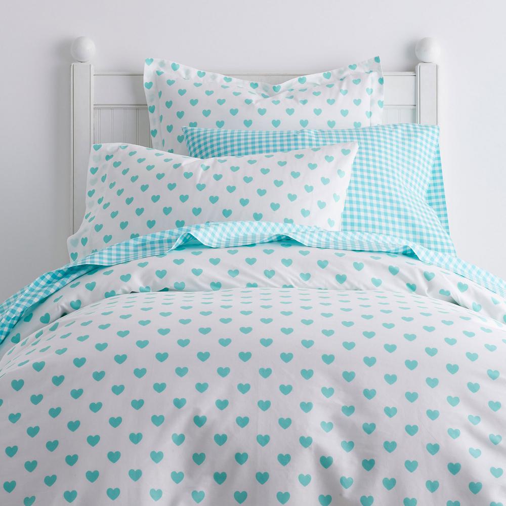 Company Kids By The Company Store Gingham Turquoise Cotton Percale