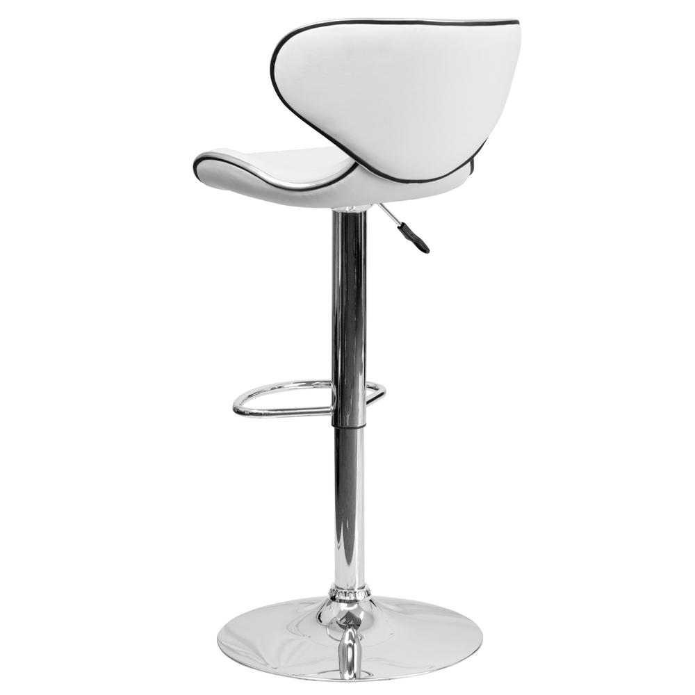 Flash Furniture Adjustable Height White Cushioned Bar Stool DS815WH