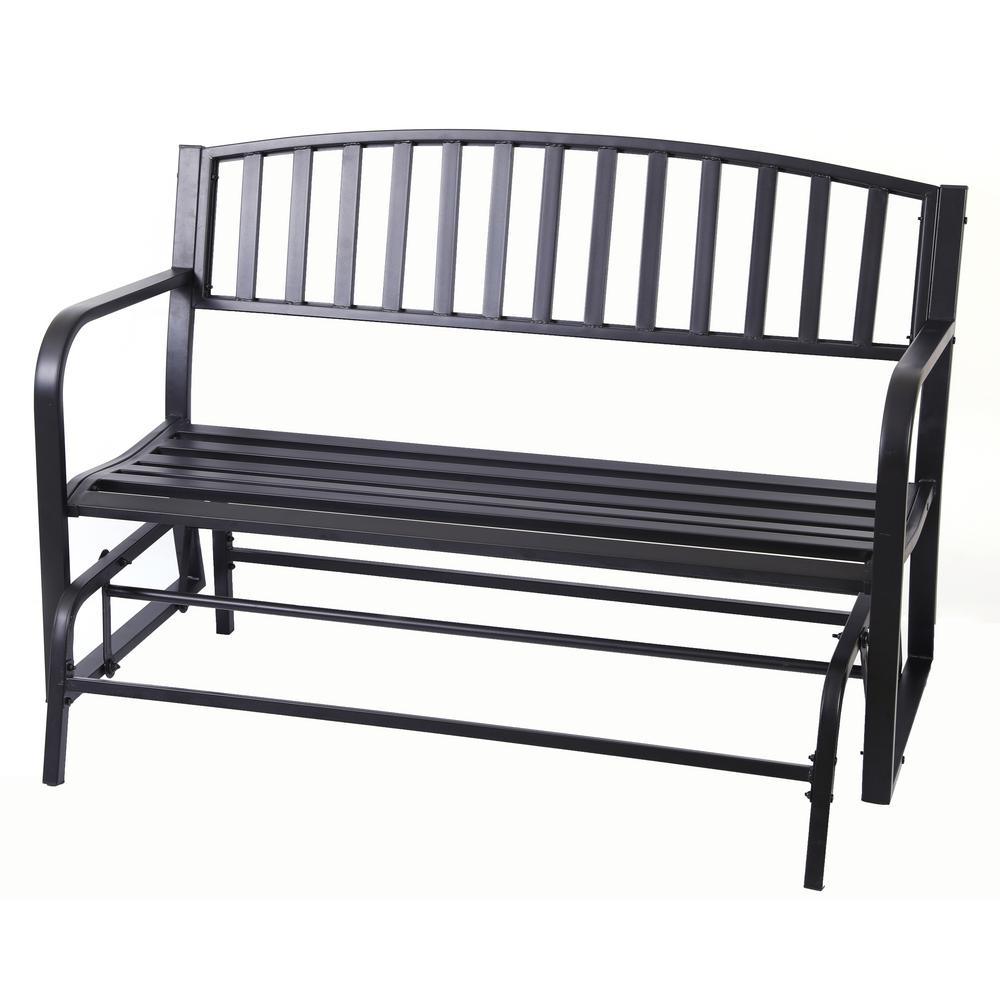 Gardenised 50 In Black 2 Person Metal Patio Garden Park Yard Metal Patio Garden Park Yard
