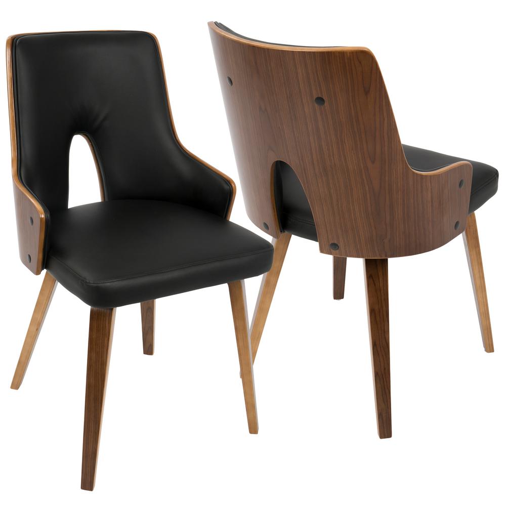 Lumisource Stella Mid Century Walnut And Black Modern Dining Chair Faux   Black Walnut Lumisource Dining Chairs Ch Stla Wl Bk2 64 1000 