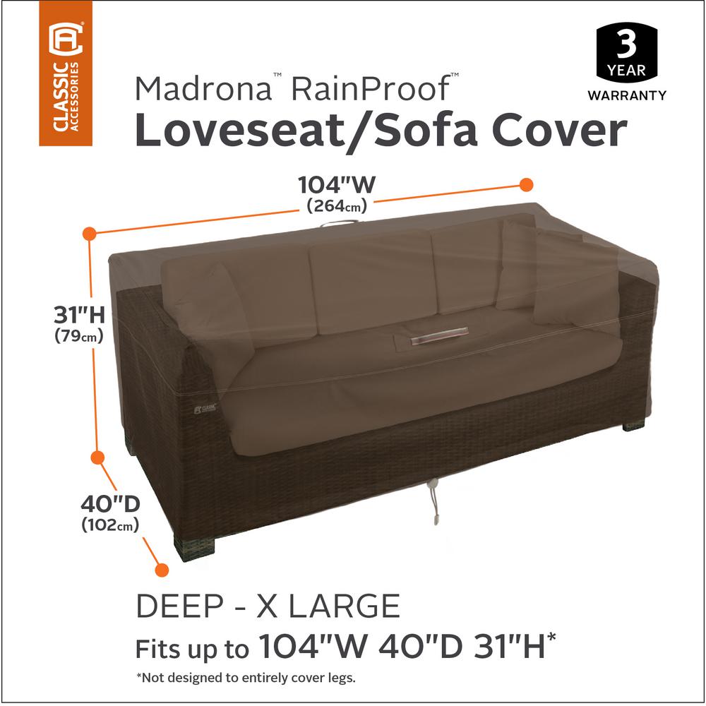 Classic Accessories Madrona Rainproof 104 In Patio Deep Loveseat