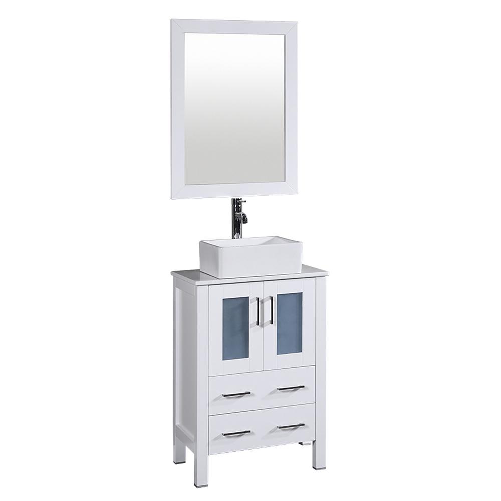 Bosconi 24 in. W Single Bath Vanity in Gray with Vanity Top in White
