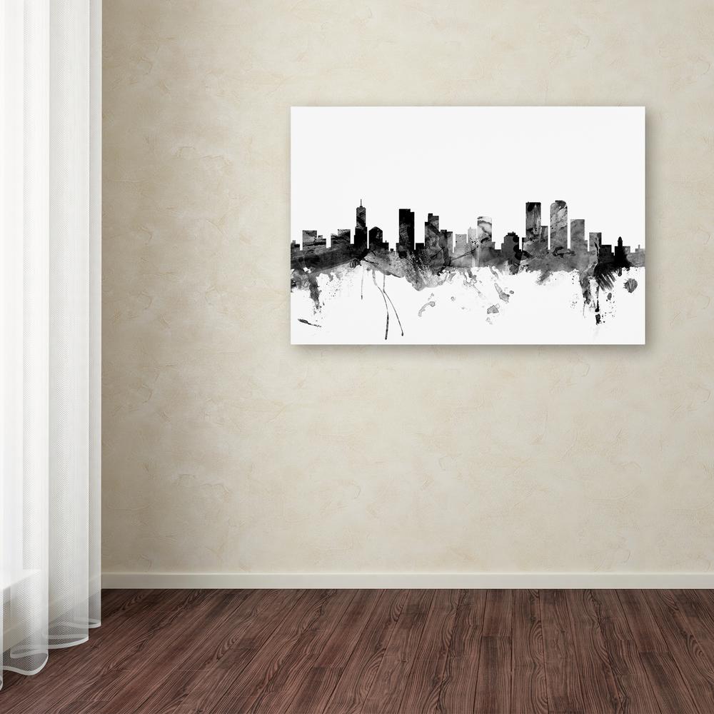 Trademark Fine Art Denver Colorado Skyline Black And White By Michael Tompsett Floater Frame Architecture Wall Art 22 In X 32 In Mt1020 C2232gg The Home Depot