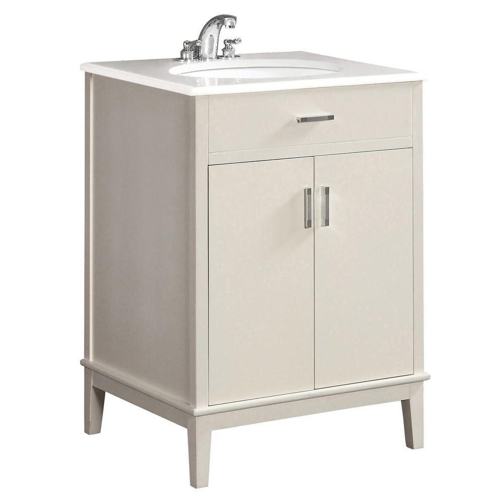 Simpli Home Urban Loft 24 in. Vanity in White with Quartz Marble Vanity