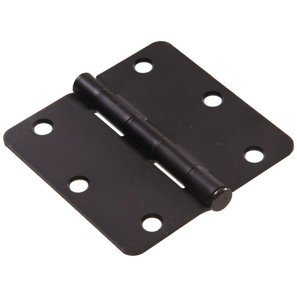Hardware Essentials 3 1 2 In Oil Rubbed Bronze Residential Door Hinge With 1 4 In Round Corner 9 Pack 852785 The Home Depot