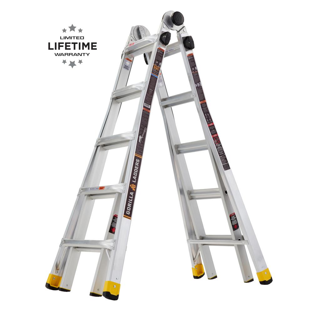 Gorilla Ladders 18 ft. Reach MPX Aluminum MultiPosition Ladder, 300