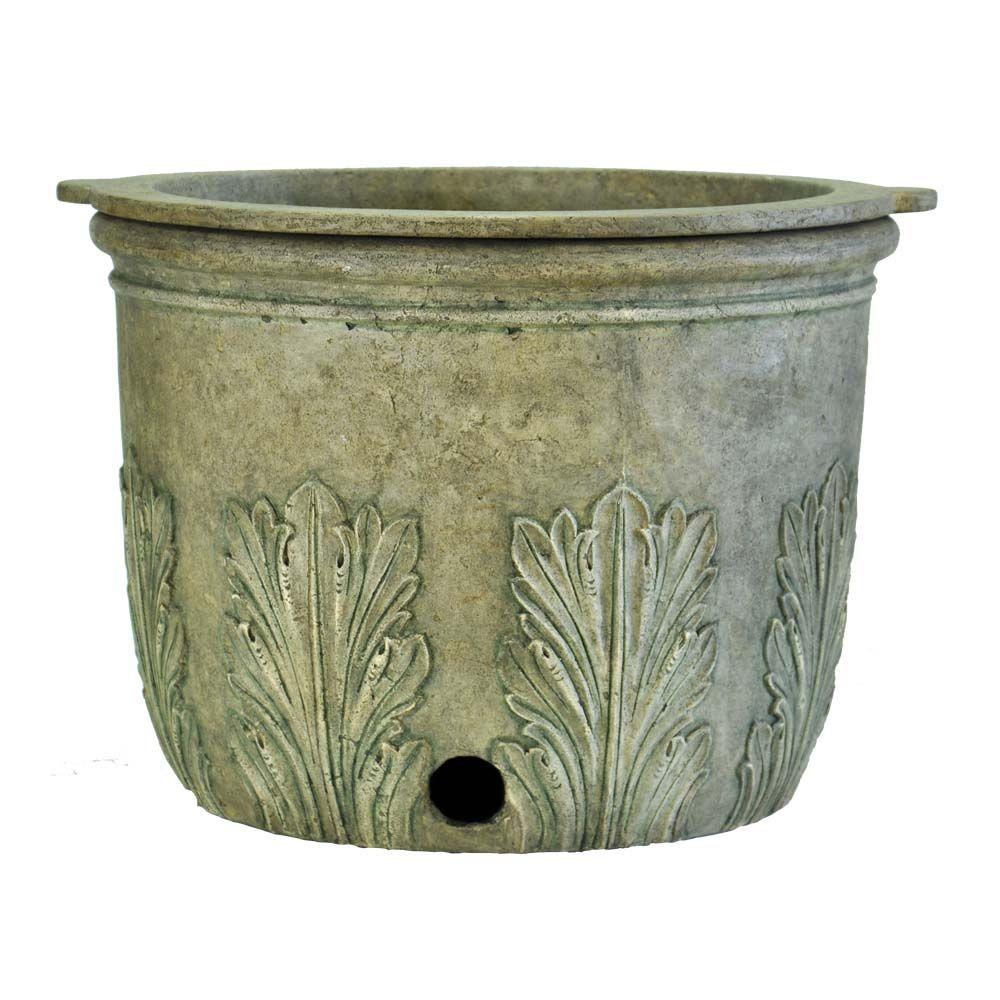Green Outdoor Extra Large Plant Pots Planters The Home Depot Round Granite Cast Stone Hose Pot And Planter
