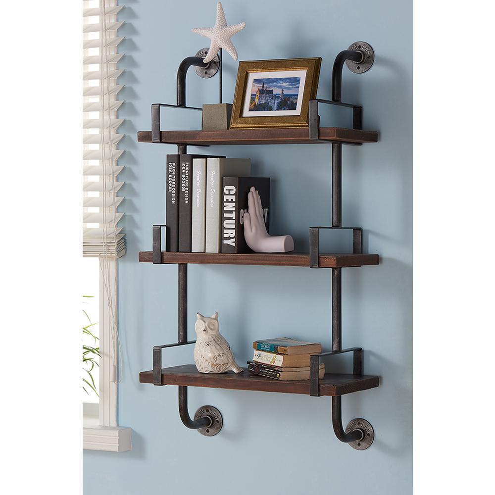 40 In Silver Booker Industrial Walnut Wood Floating Wall Shelf