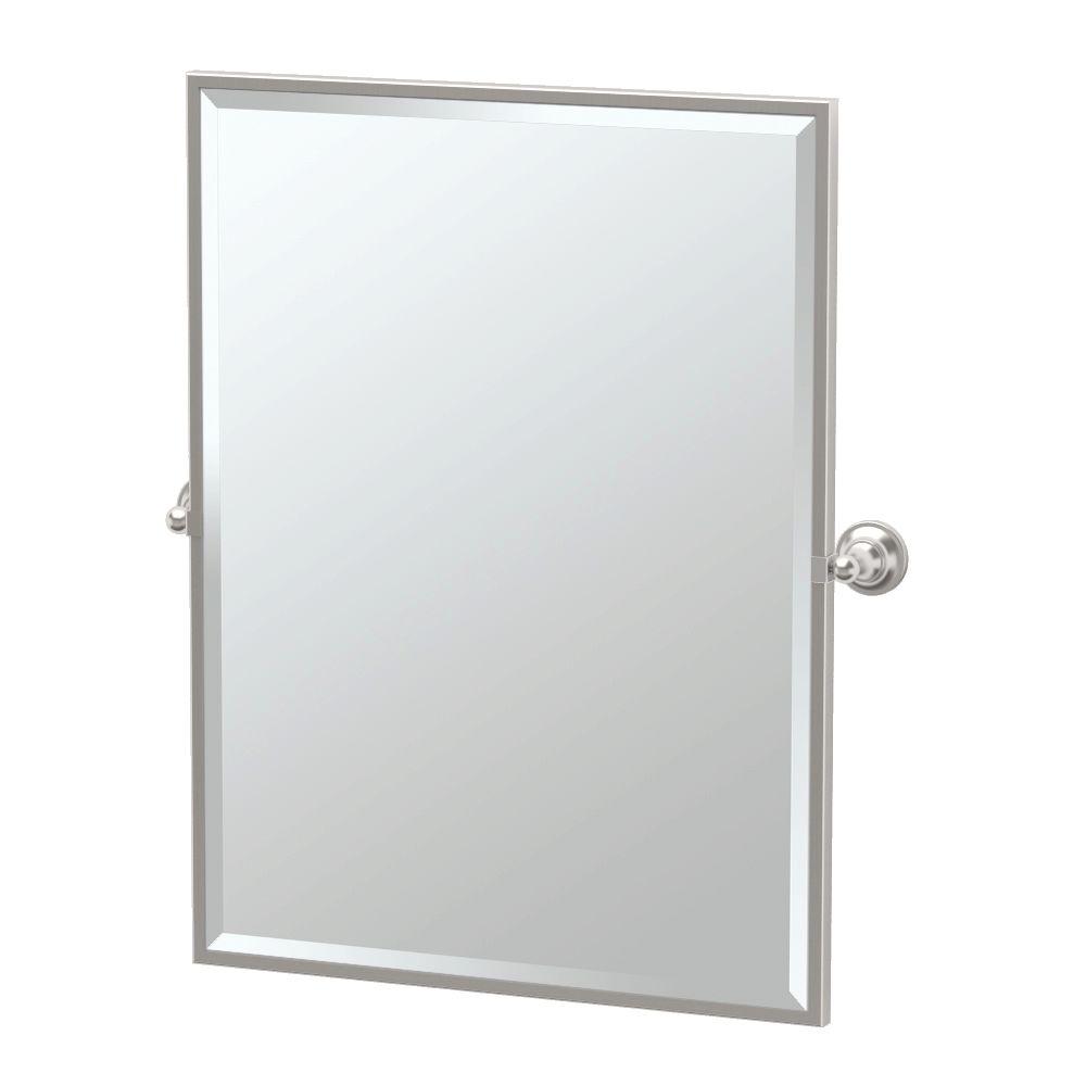Gatco Tiara 28 In X 33 Framed Single Large Rectangle Mirror Framed Single Large Rectangle Mirror In Satin