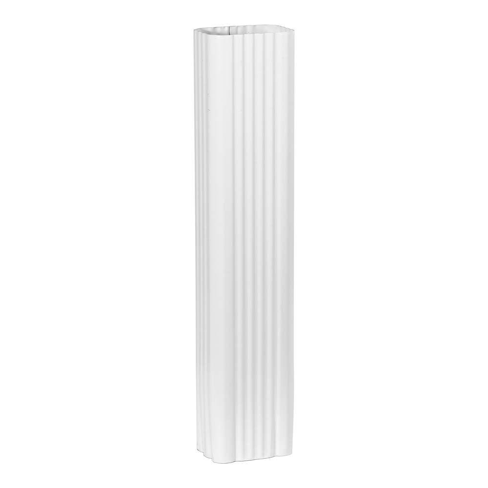 Construction Metals 2 in. x 3 in. x 15 in. White Aluminum Downspout