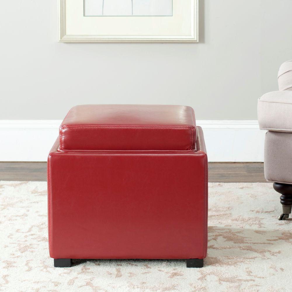 red ottoman tray