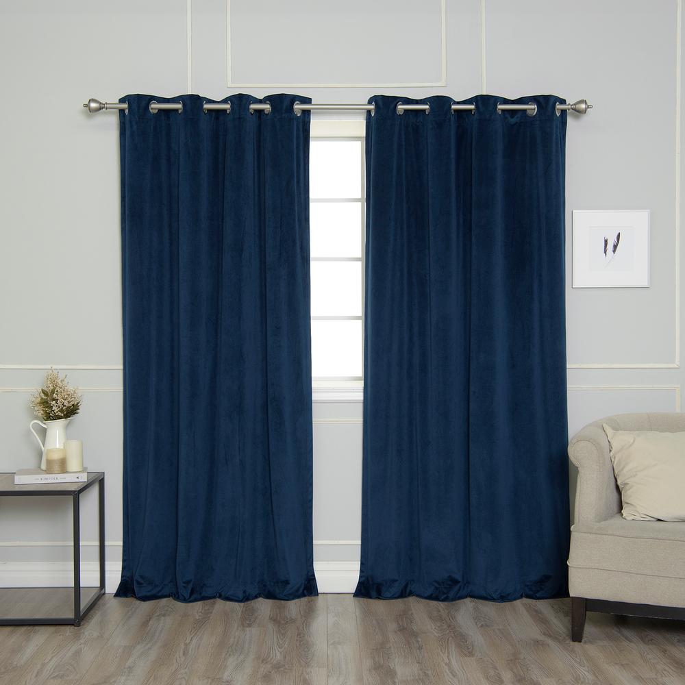 Best Home Fashion Navy 84 In L Room Darkening Luster Velvet