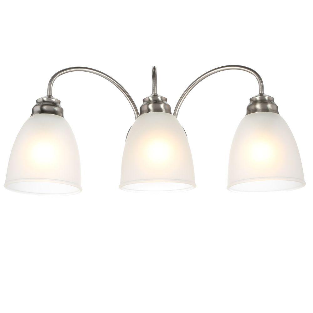 Commercial Electric 3-Light Brushed Nickel Vanity Light ...